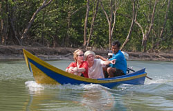 Taking a relaxing boat ride through the mangroves