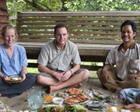 Enjoying a gourmet meal in Tung Nang Dam