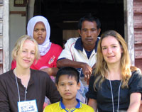 The woman who laid the foundation of Andaman Discoveries, Charlotte Johnston (far left), during a Ban Talae Nok homestay pilot tour in December 2005.
