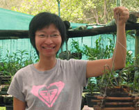 Mimi working on the orchid conservation project in Tung Nang Dam.