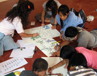 UCLA students and the Youth Group collate their findings.