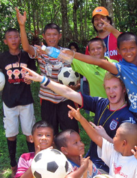 Jamie with some Pak Triam footballers