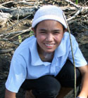 Pink working on mangrove conservation