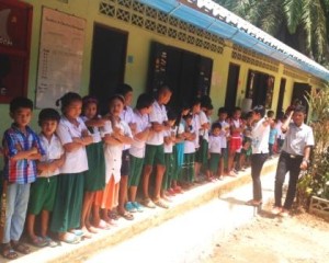 Children waiting for lunch at Migrant Education Program for Burmese migrant children of Kuraburi, Phang Nga